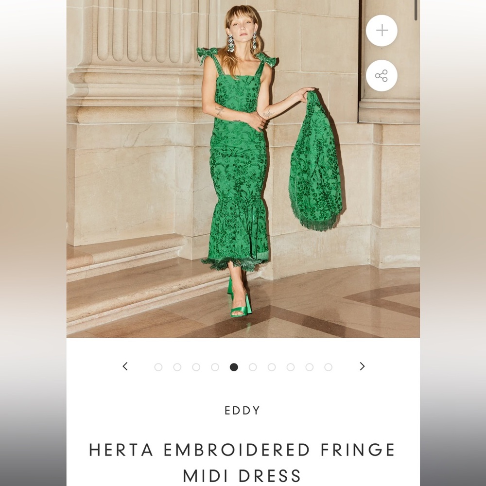 Shop Eddy Herta Embroidered Fringe Midi Dress, worn once!